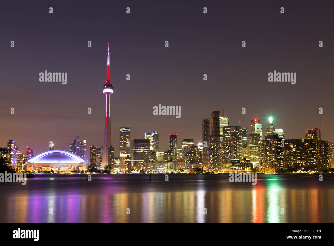 The Toronto Skyline at night from Lake Ontario Stock Photo - Alamy