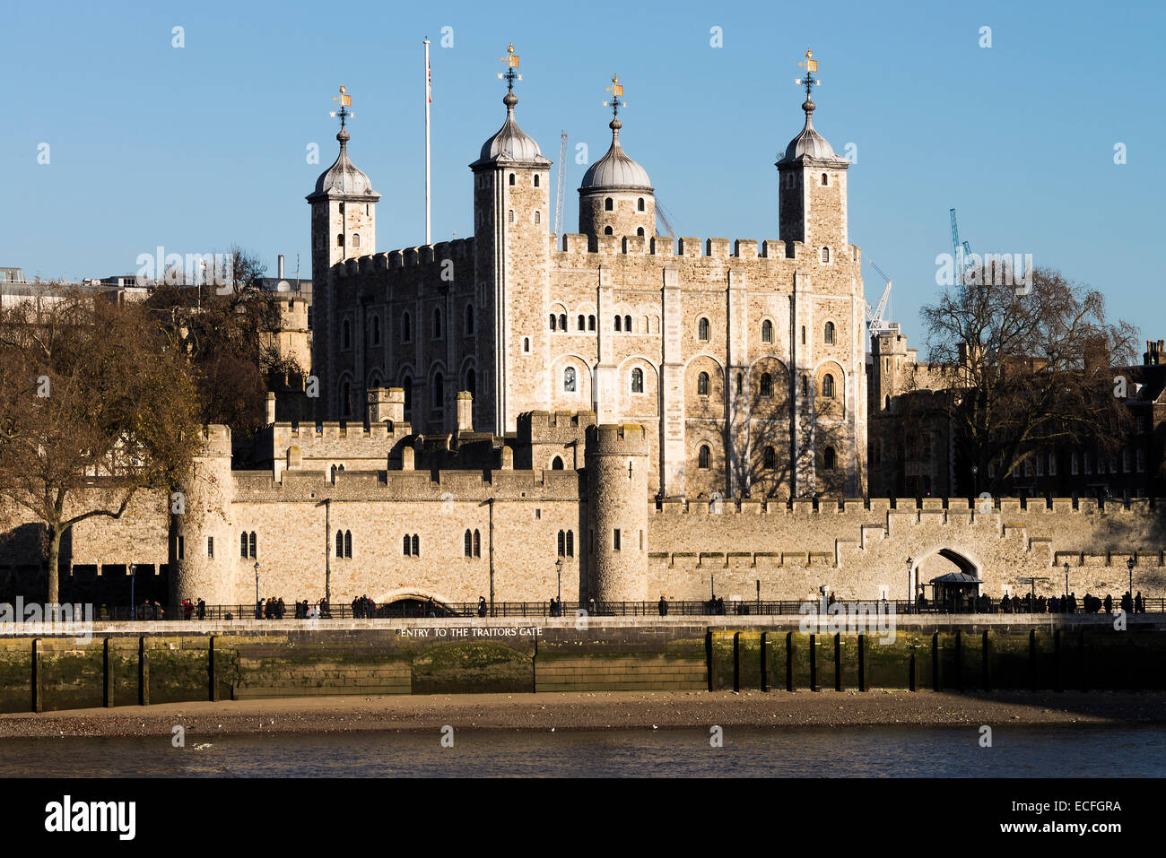 The Historic Tower of London in Winter Sunshine in Tower Hamlets London England United Kingdom UK Stock Photo