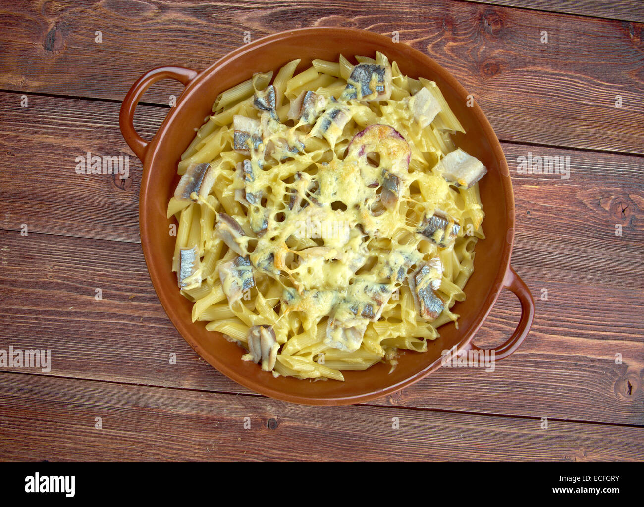 Baked pasta penne with mackerel and cheese Stock Photo Alamy