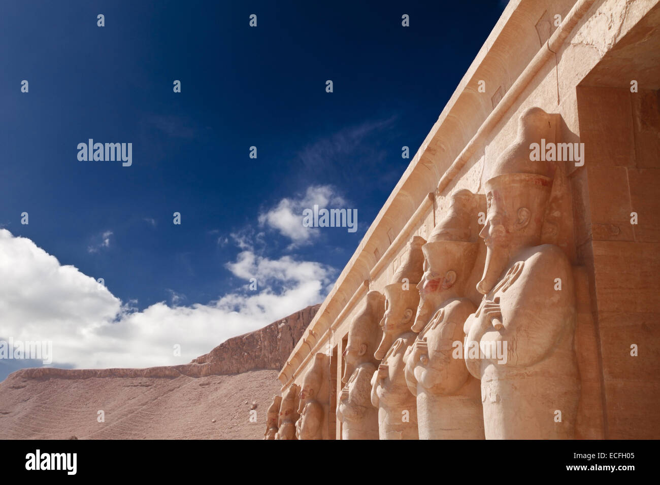 Ancient statues in Hatshepsut's temple in Egypt Stock Photo Alamy