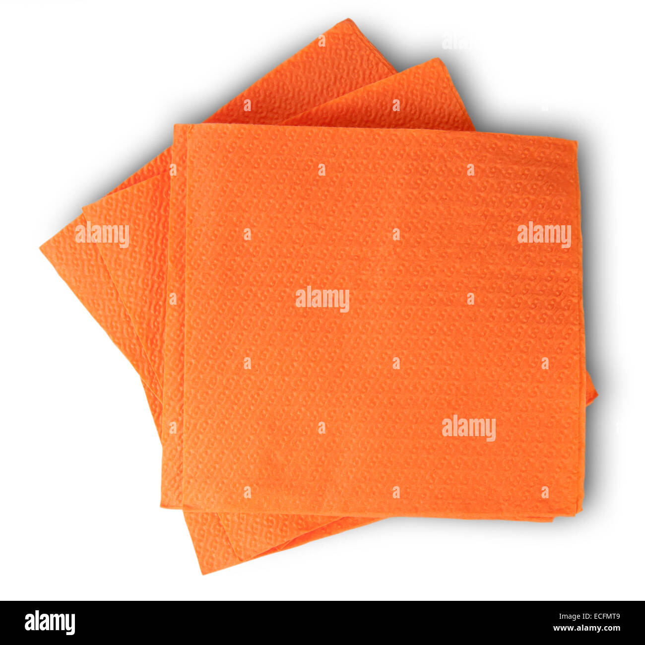 Some Blank Orange Paper Serviettes Isolated On White Background Stock Photo