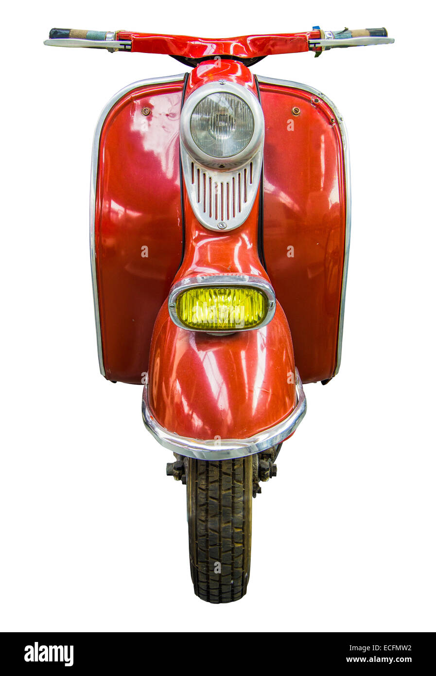 Red Vintage Moped Stock Photo