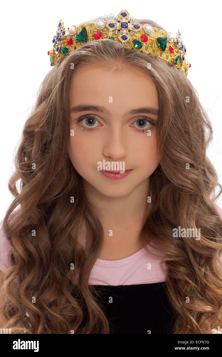 Portrait Of Beautiful Little Girl With Curly Hair The Fairy Tale