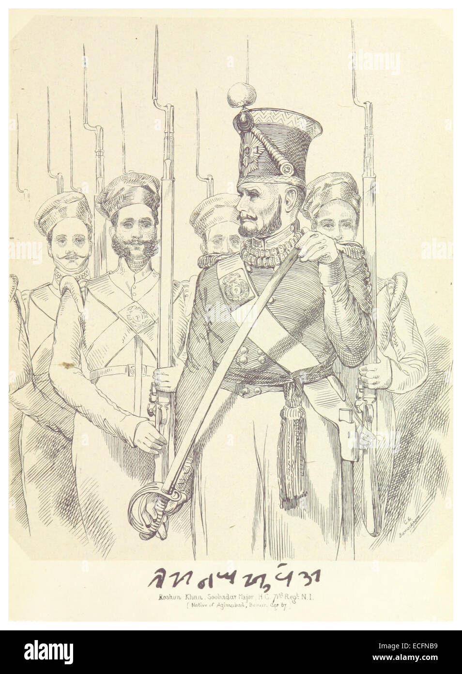 Sobjee Roshun This illustration from 'Oriental Heads' depicts Roshun Khan, a Soobadar ...