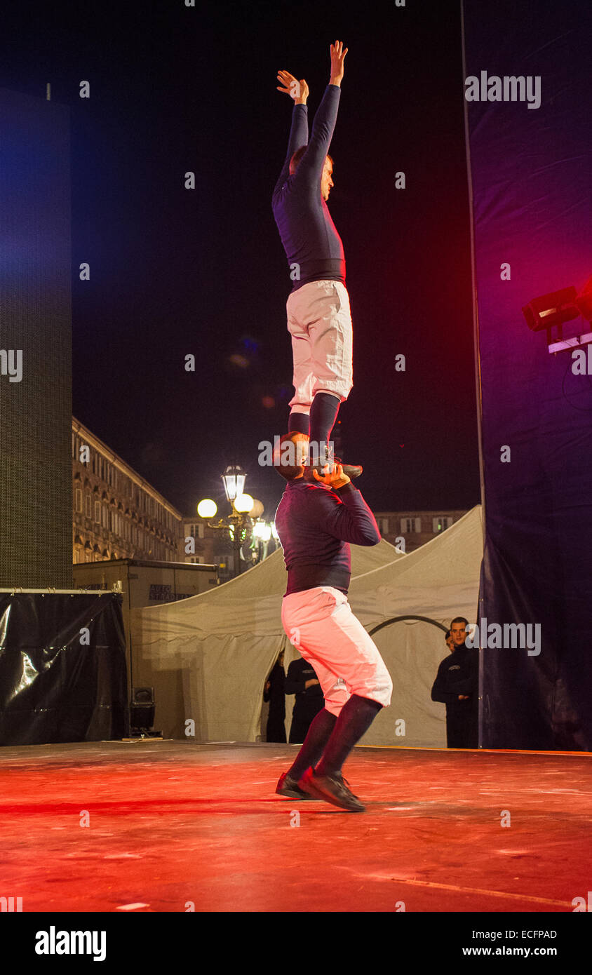 Turin, Italy. 13th Dec, 2014. Acrobazie del Circo Flic Credit:  Realy Easy Star/Alamy Live News Stock Photo