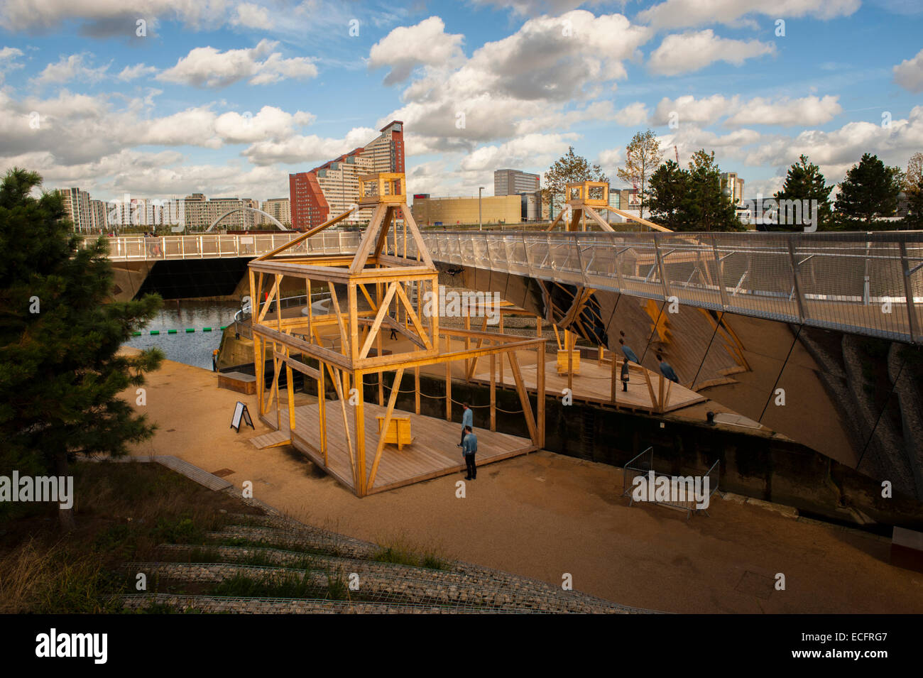 Newtons Cottage art installation at the queen Elizabeth Olympic Park Stratford. Stock Photo
