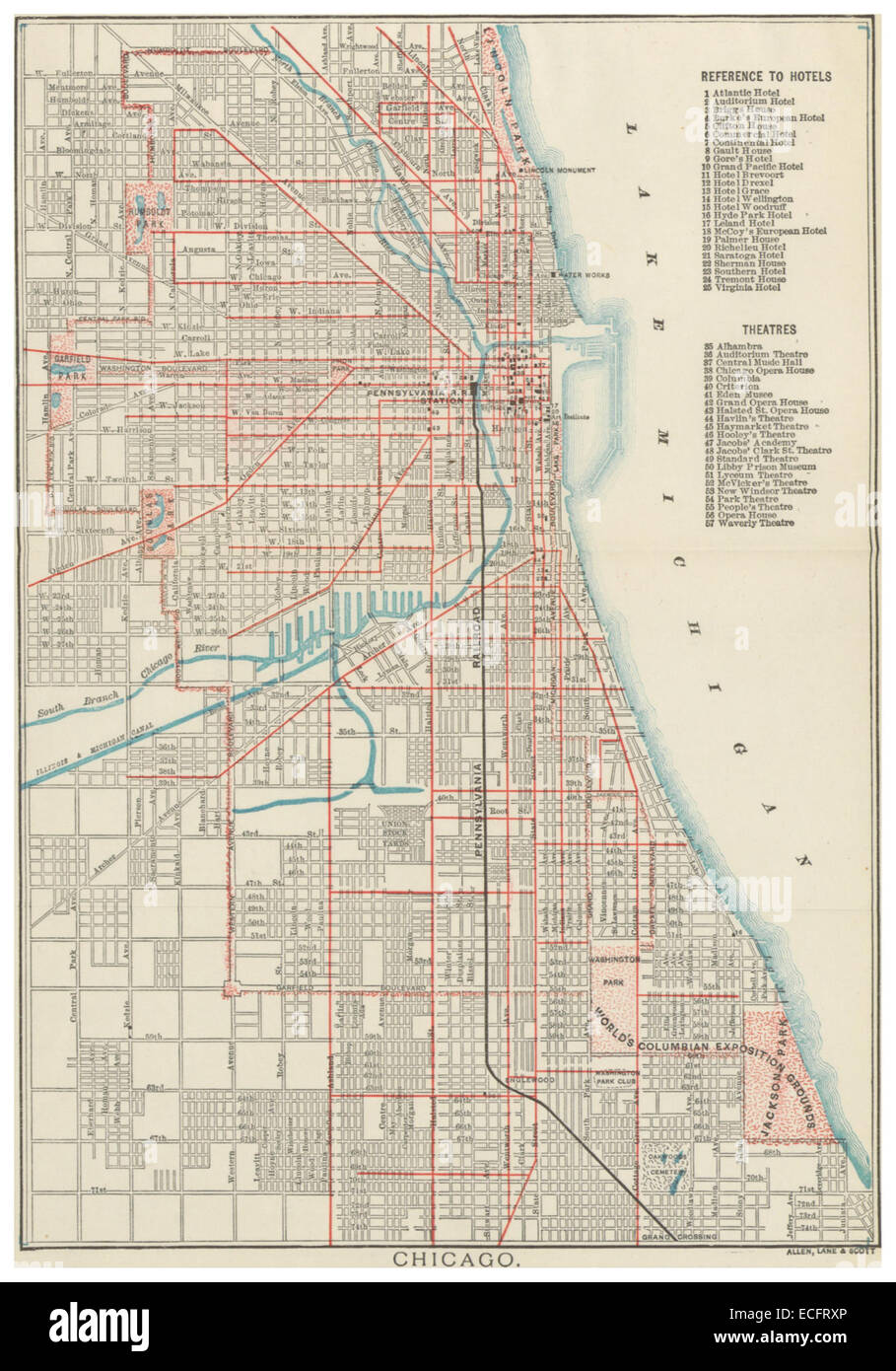 PRR(1893) Railroad Lines CHICAGO Stock Photo