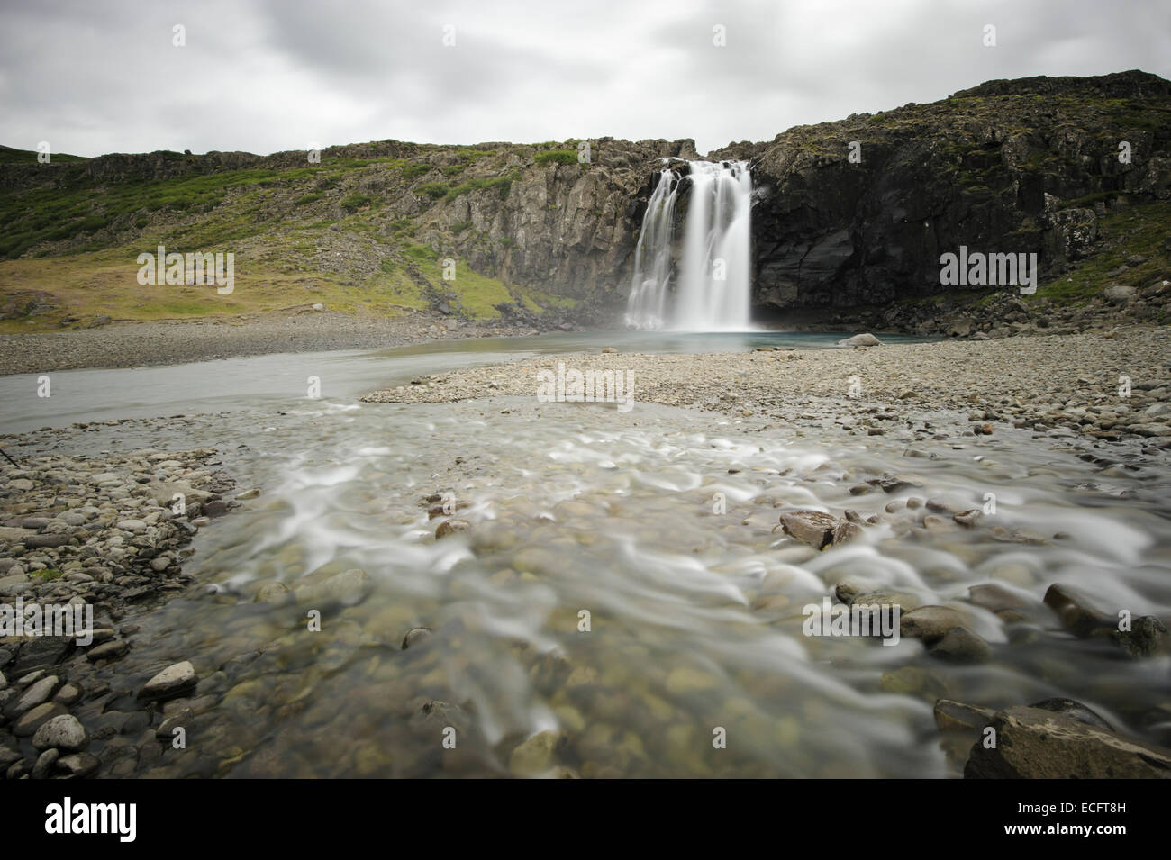 Waterfall, Westfjjords, Iceland, July 2012 Stock Photo