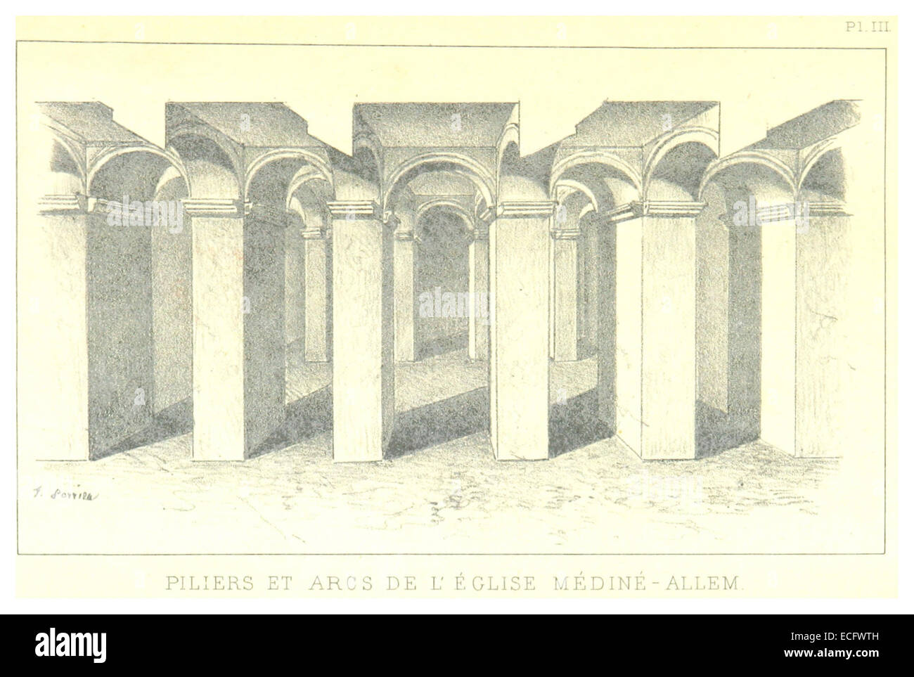 SIMON(1885) p407 Plate 3 - Piliers et arcs de l'église Médiné Allem Stock Photo