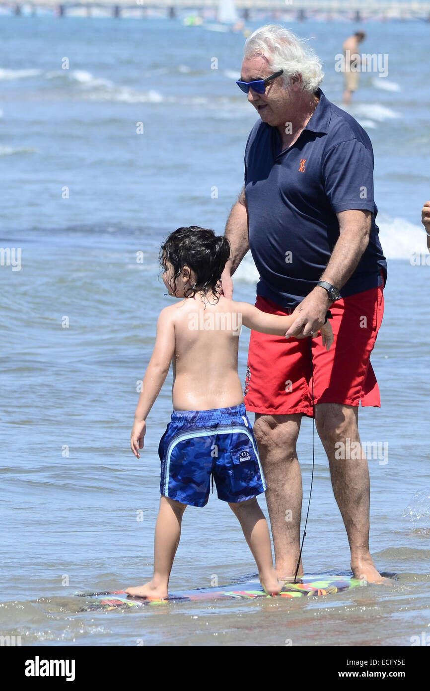 Flavio Briatore and his wife Elisabetta Gregoraci take their son Falco ...