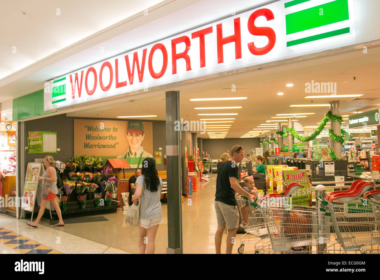 store of australian woolworths supermarket in warriewood,sydney,australia Stock Photo