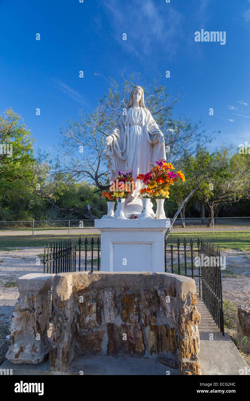 The virgin Mary grotto at the historical La Lomita Chapel near Mission, Texas, USA. Stock Photo