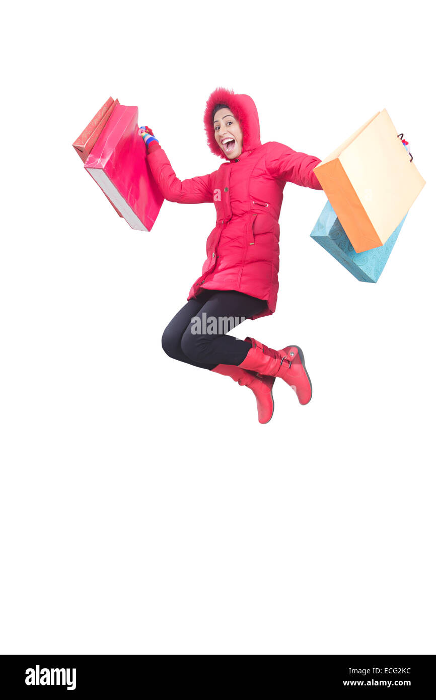indian lady winter Cloth Shopping Stock Photo