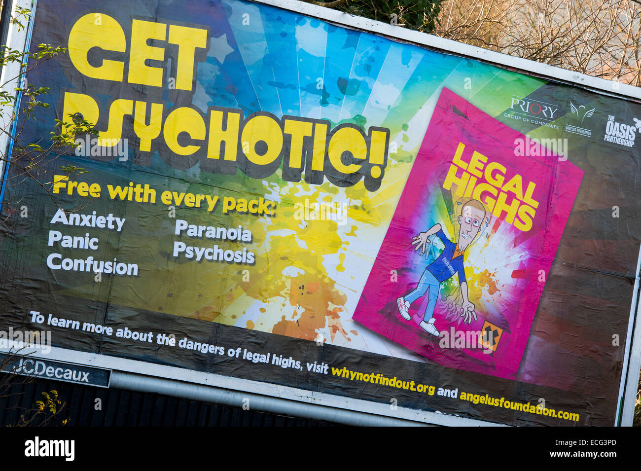 Billboard poster for the Dangers of Legal Highs Stock Photo