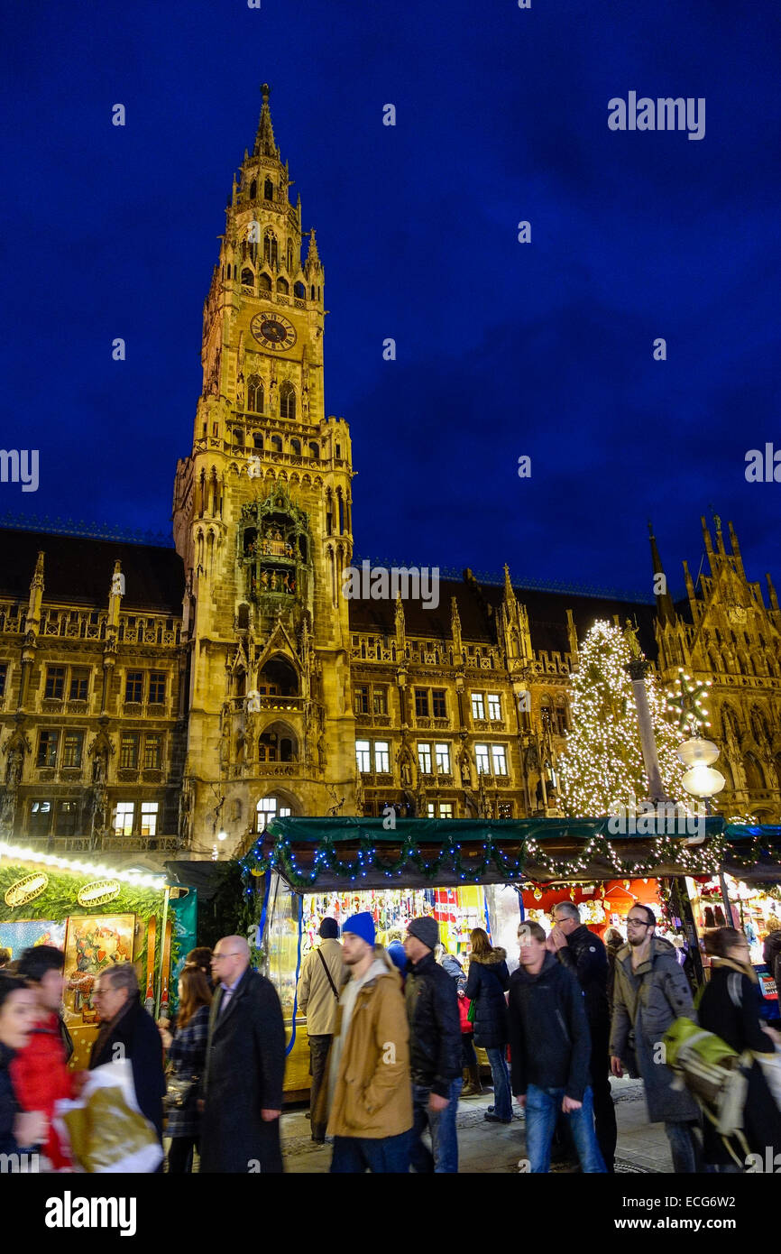 Christmas Market at Marienplatz in Munich, Germany, Bavaria Stock Photo ...