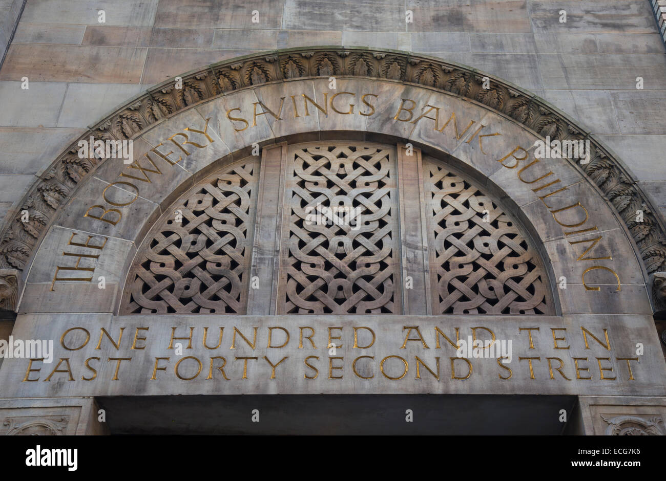 The former Bowery Savings Bank East Forty Second Street, New York Stock Photo