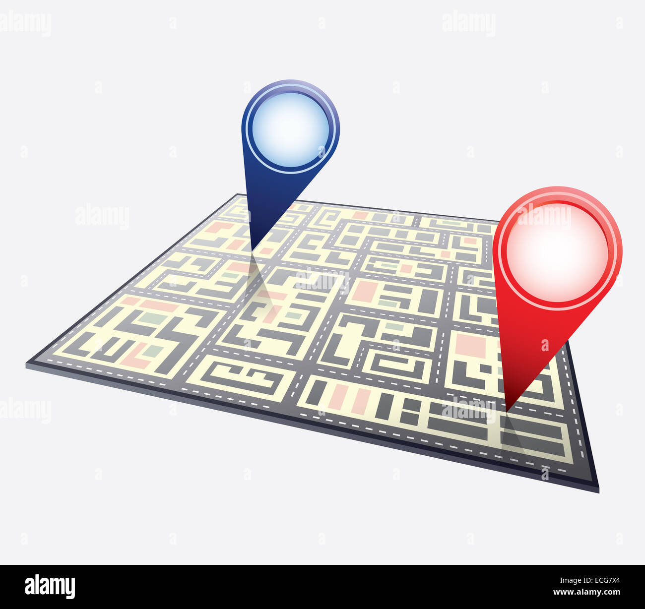 City map with navigation icons Stock Photo - Alamy