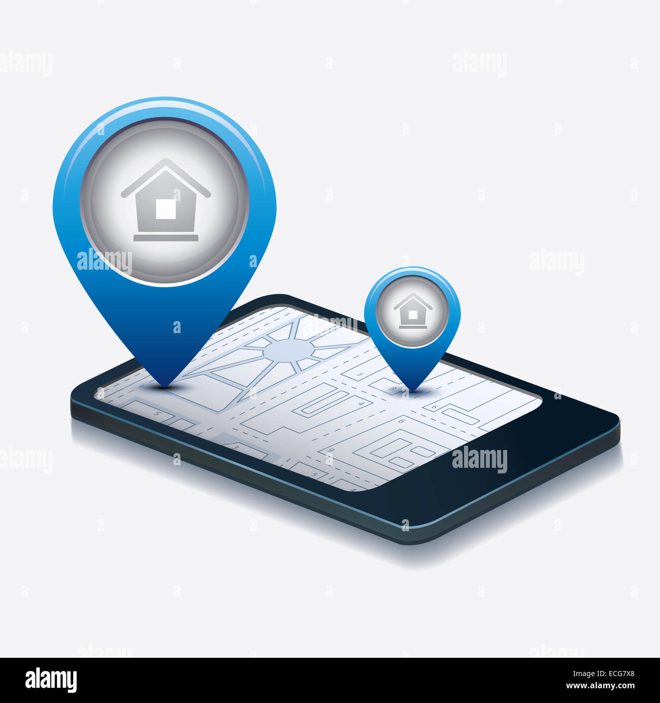 A isometric view of a mobile phone with navigation map Stock Photo - Alamy