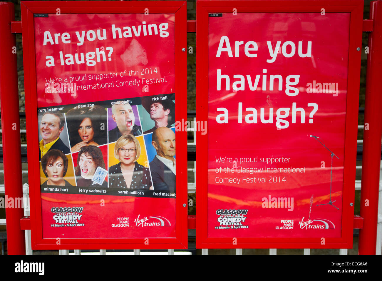 Are you having a laugh ? Virgin Trains Glasgow international  Comedy festival sponsors 2014 Stock Photo