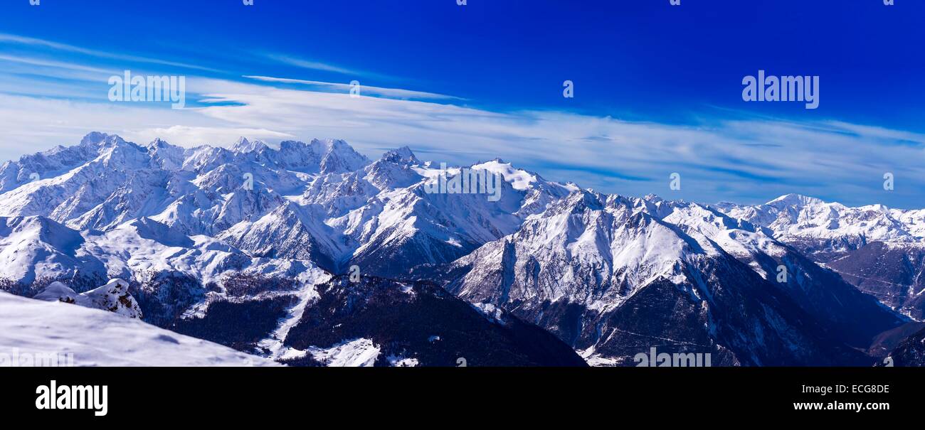 View of Mont Blanc from Verbier Stock Photo