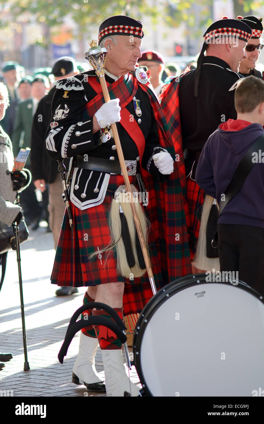 Scottish marching band Leader at Remembrance Day parade Stock Photo Alamy