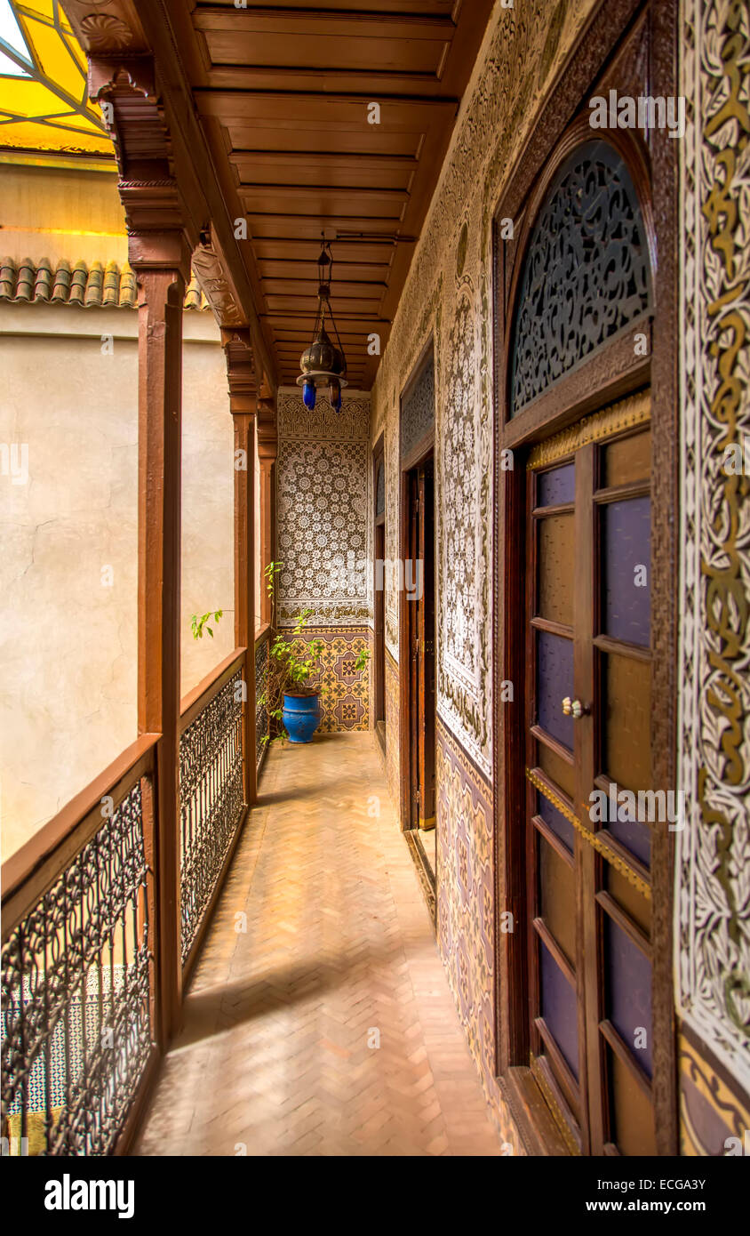 Detail from Riad Amlal in Marrakesh, Morocco. Stock Photo