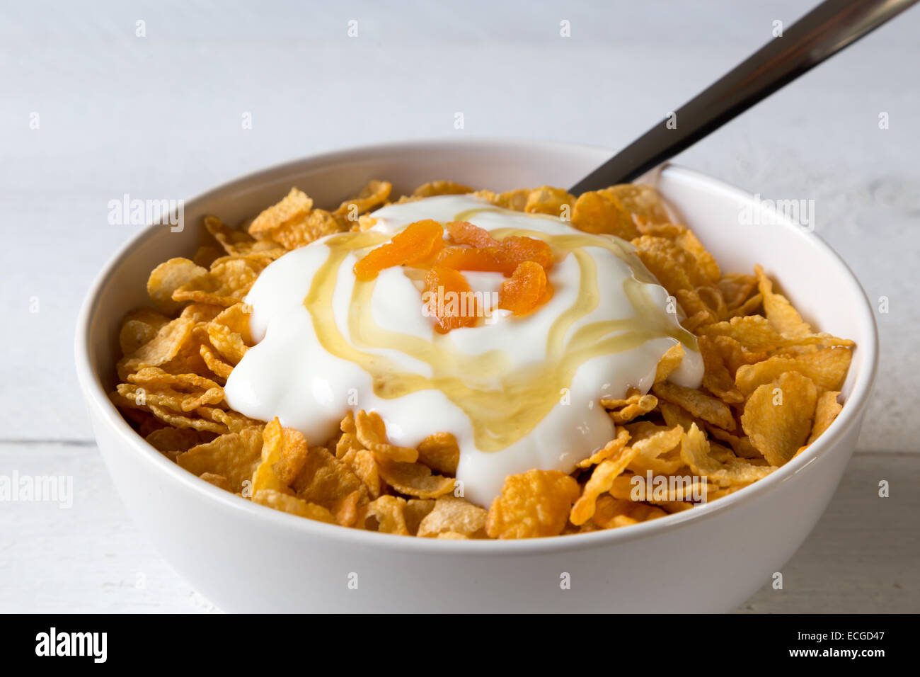 Box of Tesco Honey nut fortified Cornflakes with our promise and storage  recommendation Stock Photo - Alamy