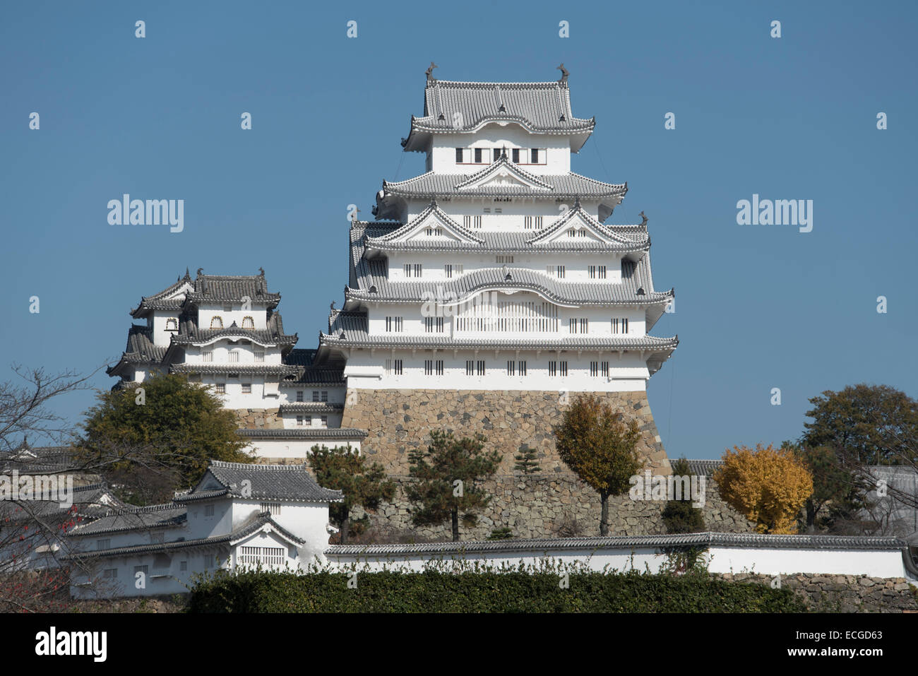 The restored Himeji Castle opening in March 2015, Himeji, Japan Stock