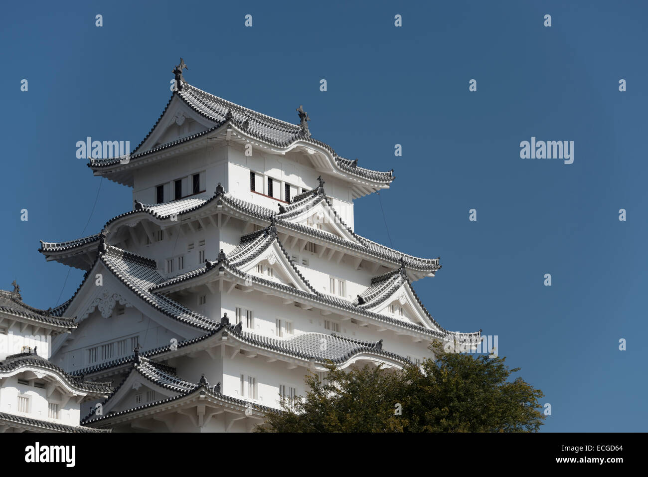 The restored Himeji Castle opening in March 2015, Himeji, Japan Stock