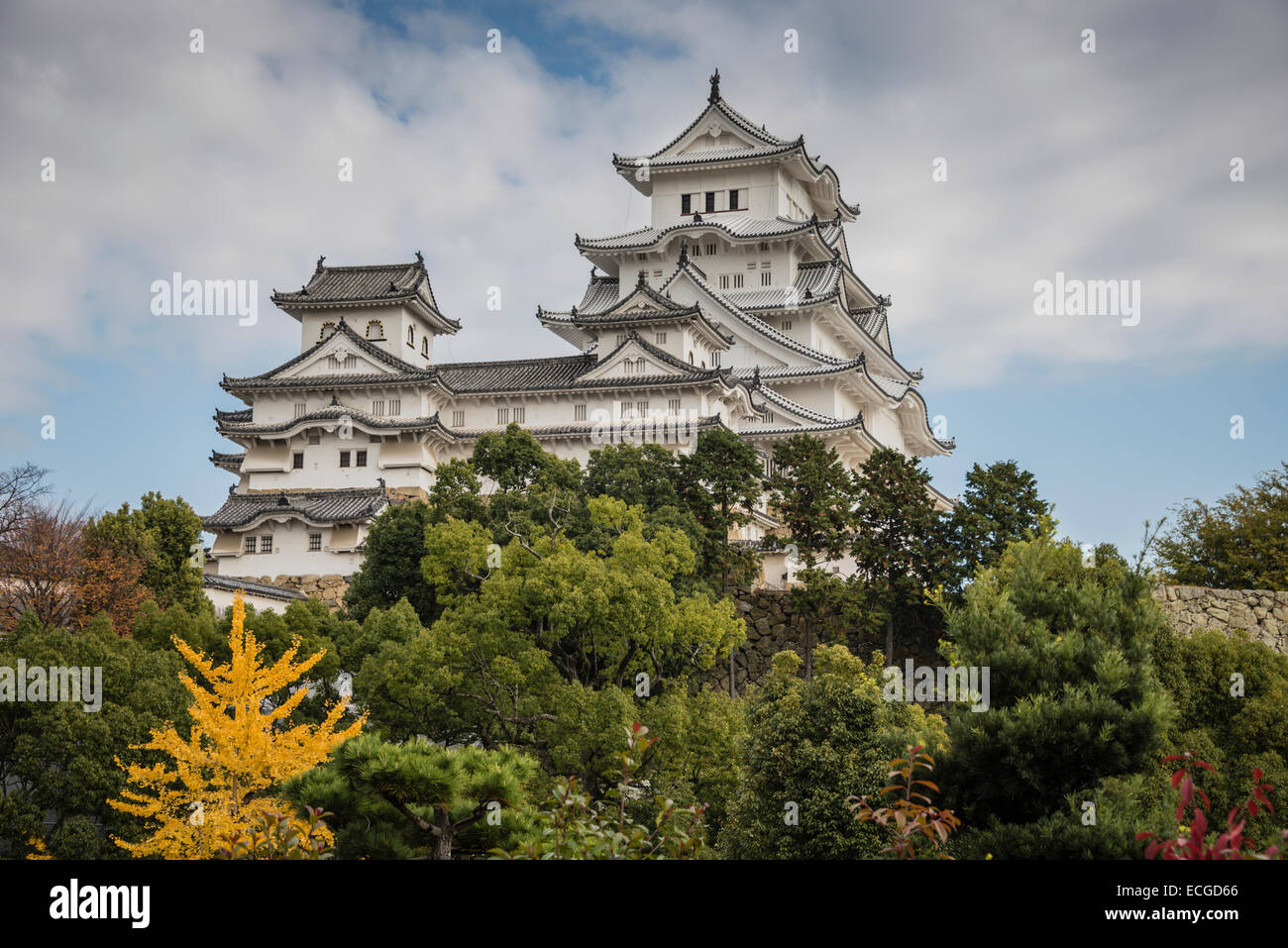 The restored Himeji Castle opening in March 2015, Himeji, Japan Stock