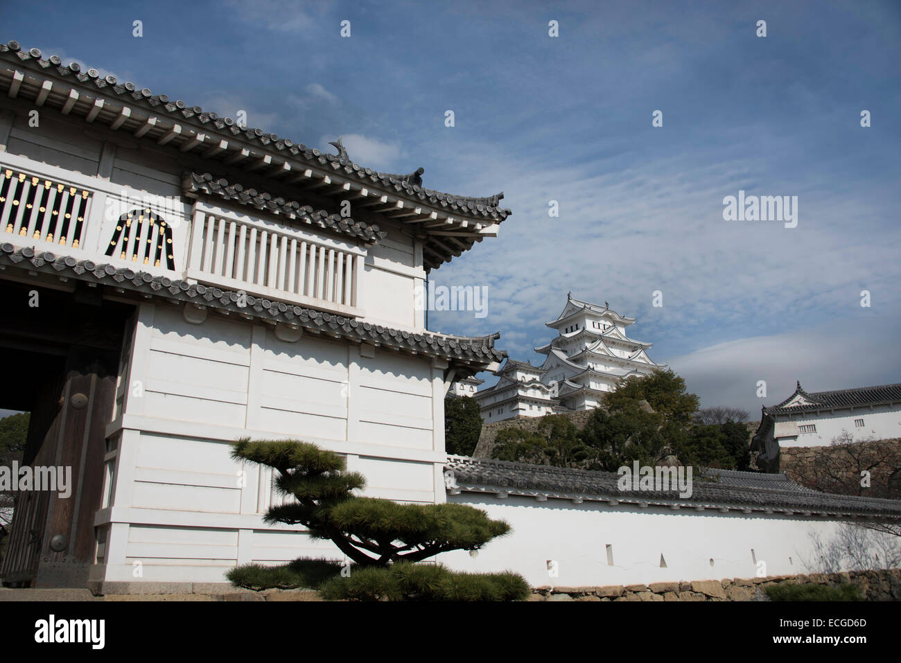 The restored Himeji Castle opening in March 2015, Himeji, Japan Stock