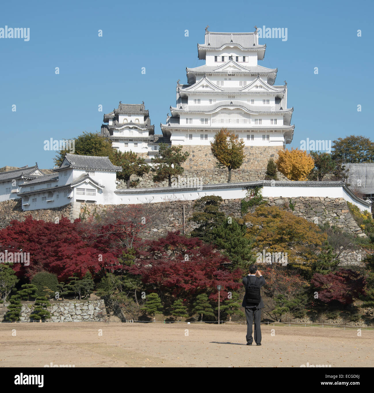 The restored Himeji Castle opening in March 2015, Himeji, Japan Stock