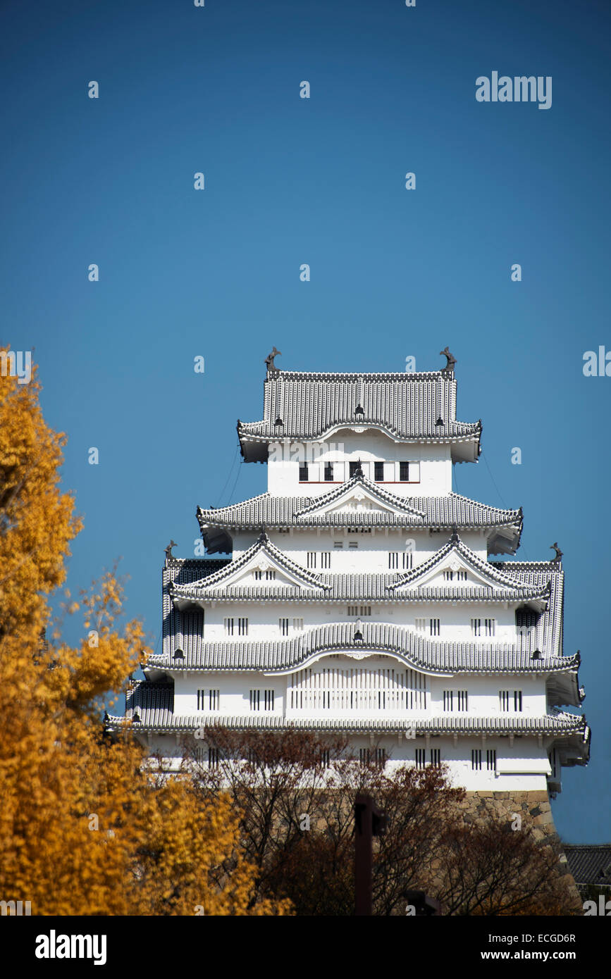 The restored Himeji Castle opening in March 2015, Himeji, Japan Stock