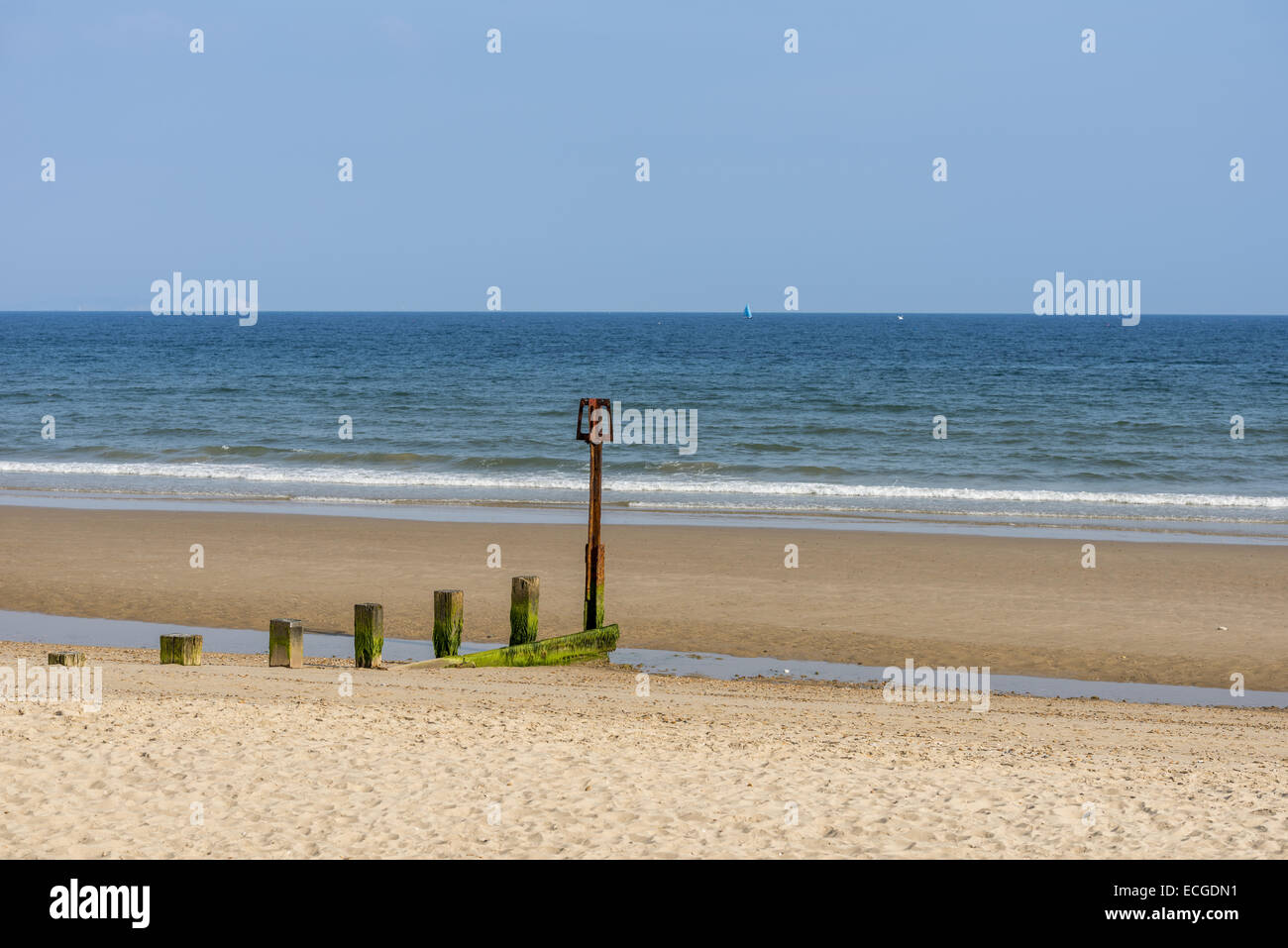 Groynes on the beach at Poole, Dorset, England Stock Photo