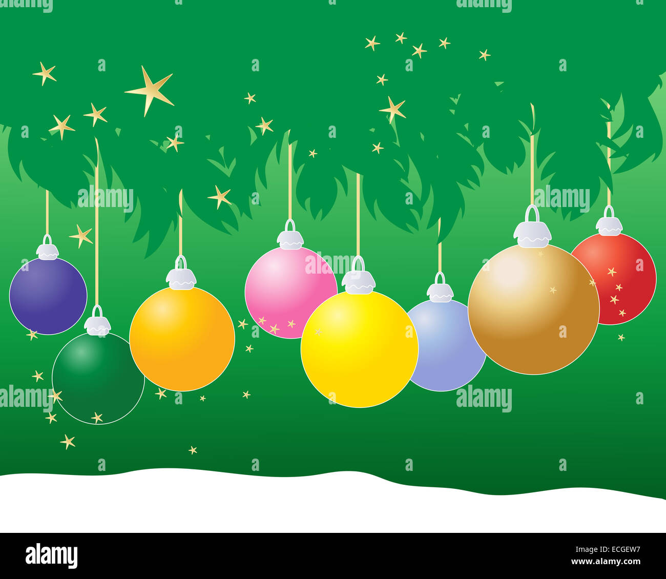 An illustration of a Christmas greeting card with fir branches colorful ...