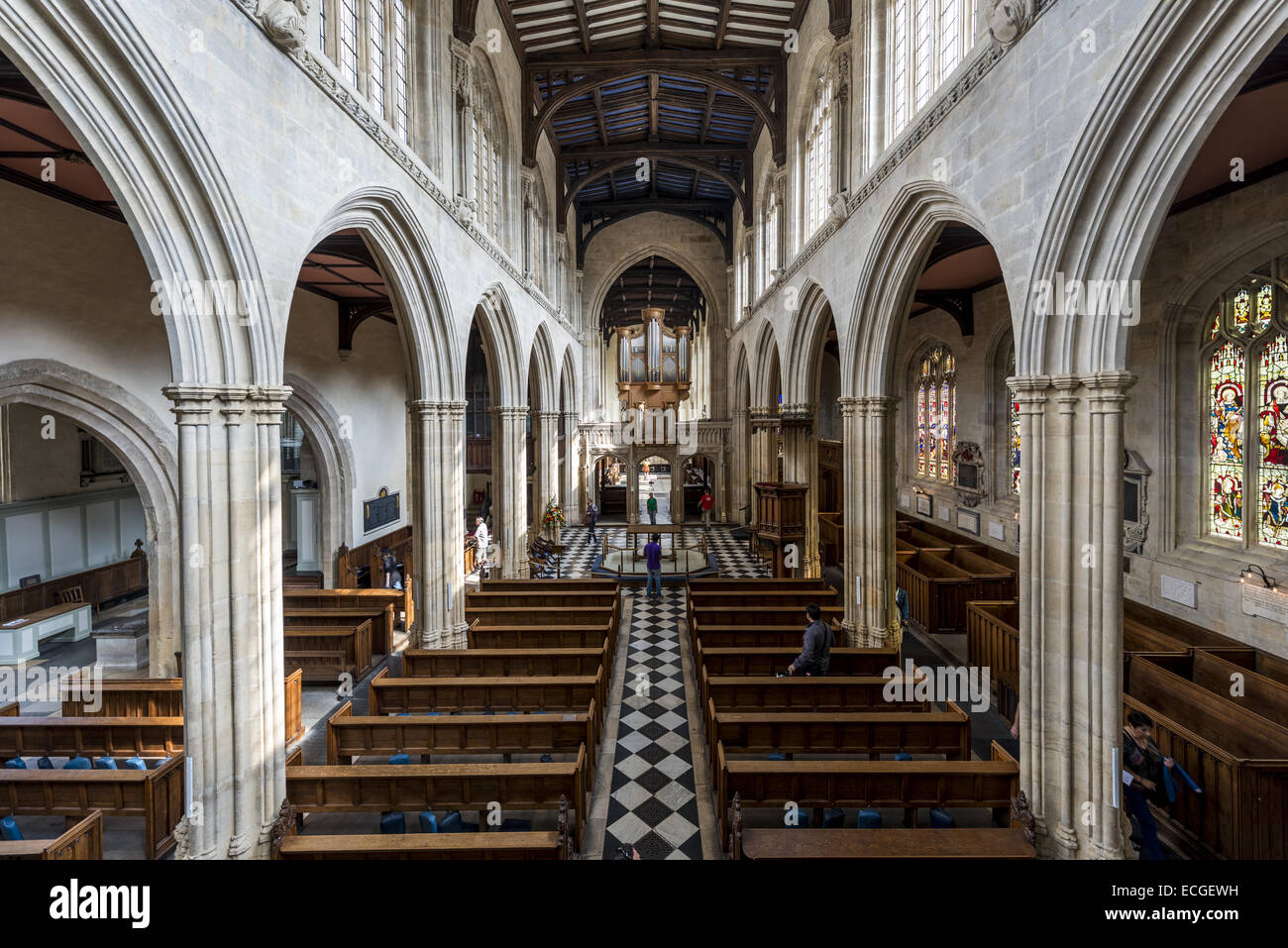Inside the University Church of St Mary the Virgin, on the High Street, Oxford, UK. Stock Photo