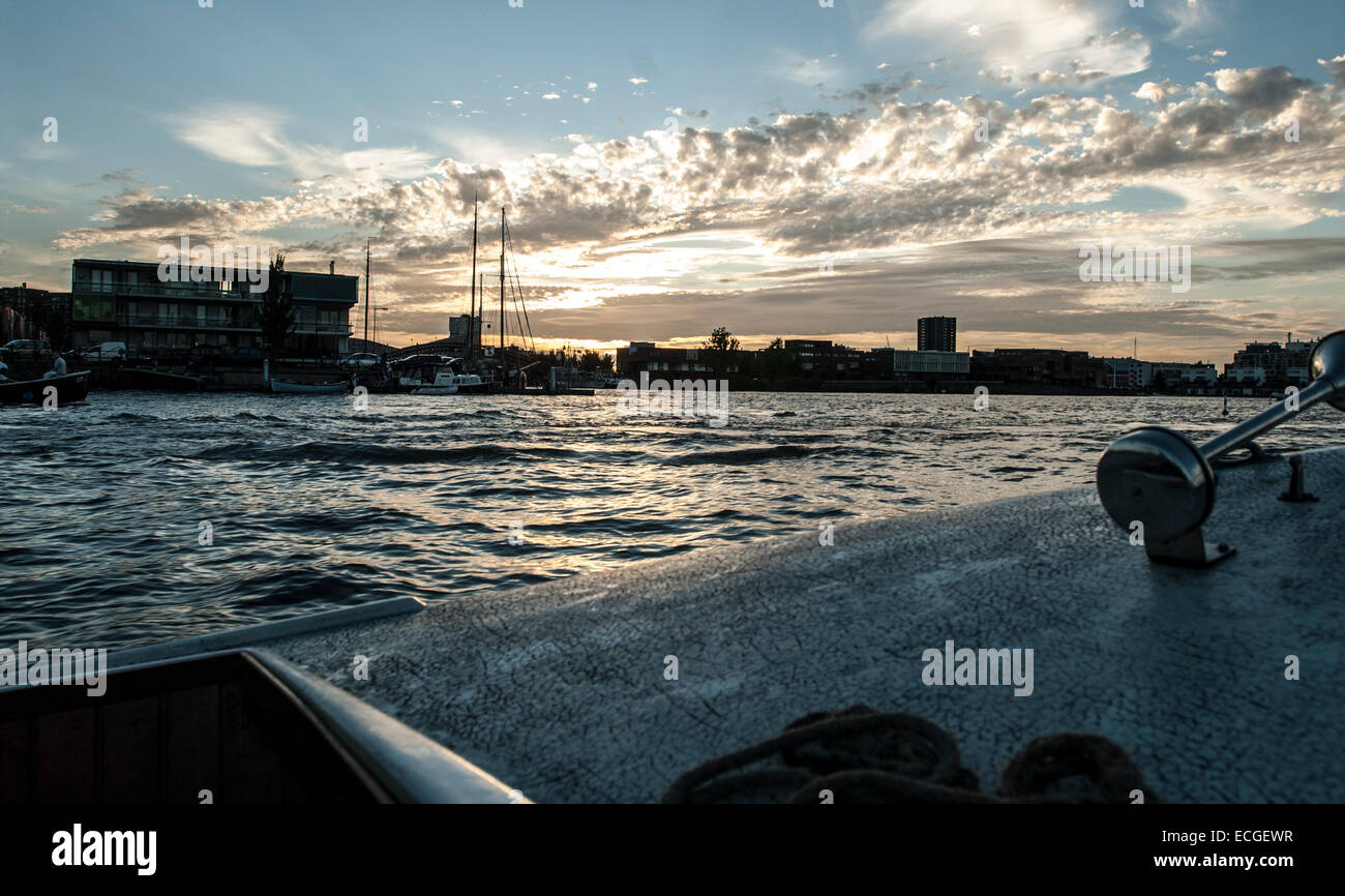 Sky view of Amsterdam from harbor Stock Photo - Alamy