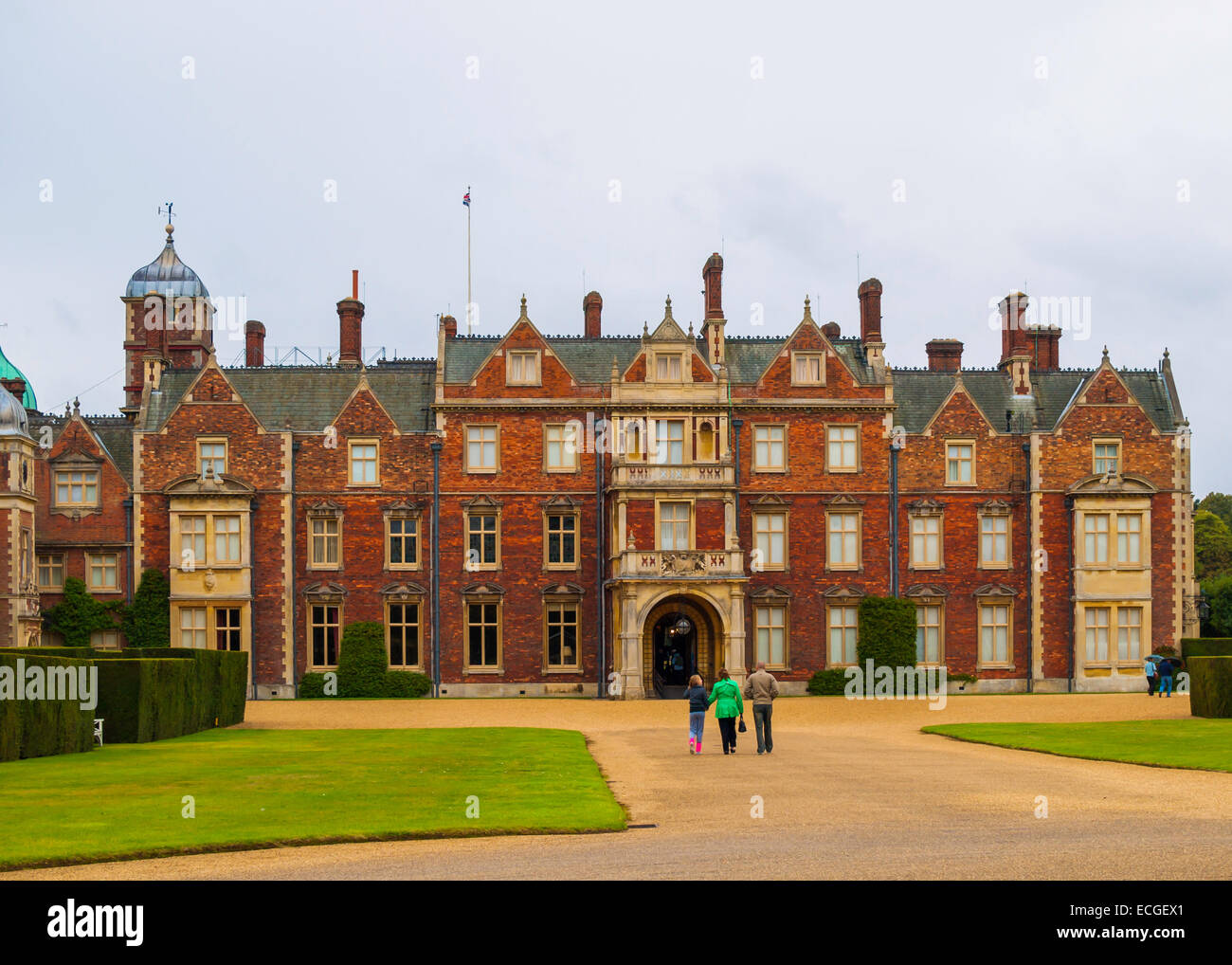 The main entrance on the East side of the Royal Residence Sandringham House Norfolk UK Stock Photo