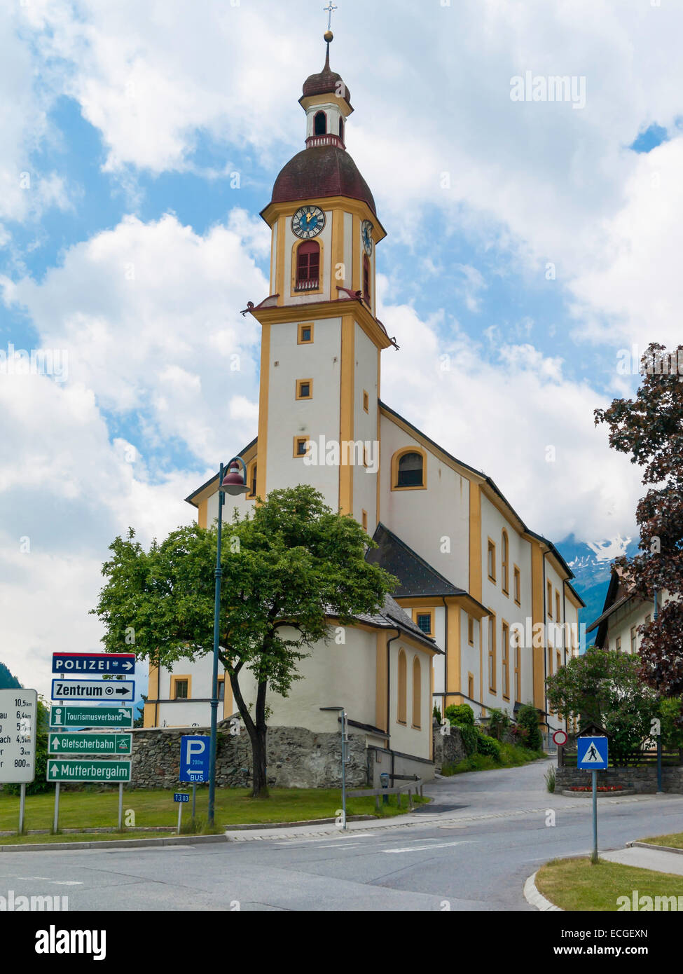 The church of Saint George in Neustift is the largest church in the Tirol outside of Innsbruck Stock Photo