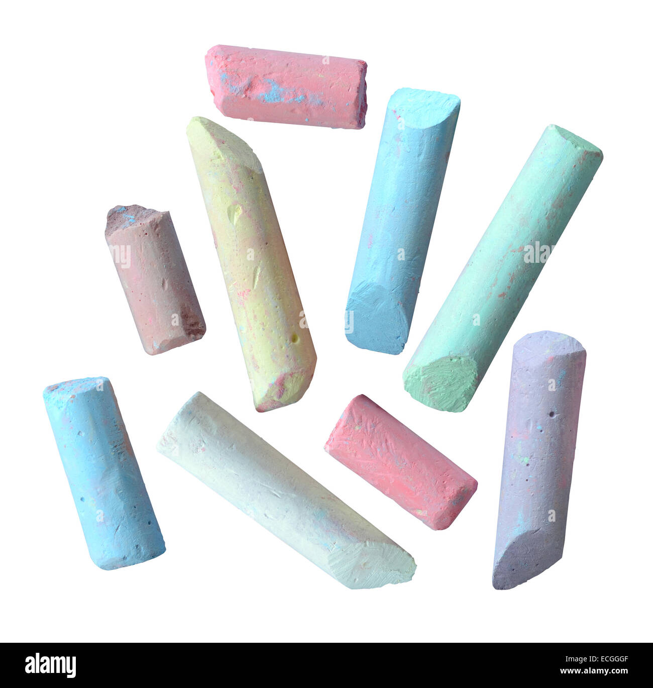 Broken Pieces Of  Colored Chalk Stock Photo