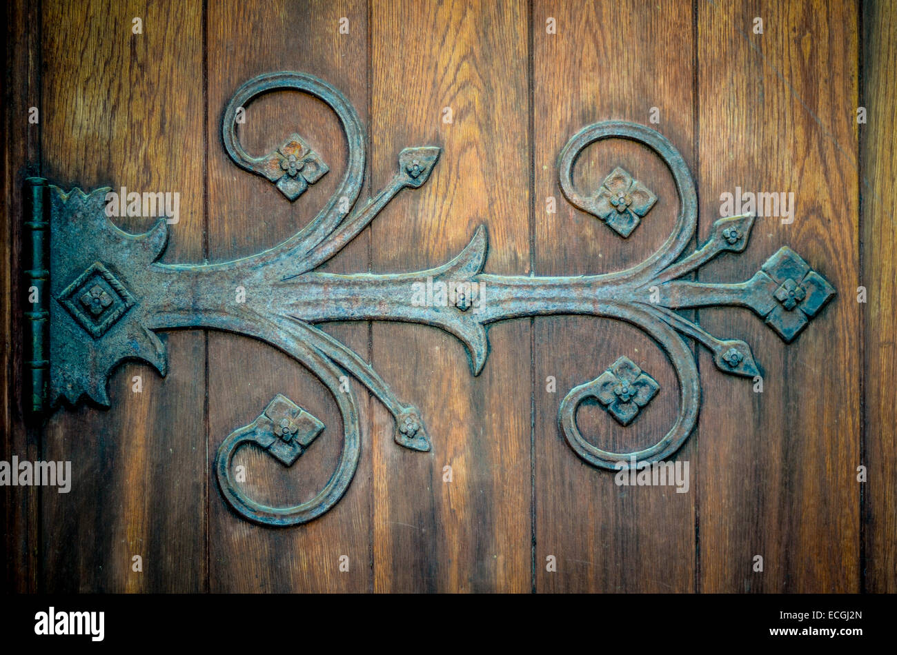 Ornamental Iron Hinge Stock Photo Alamy