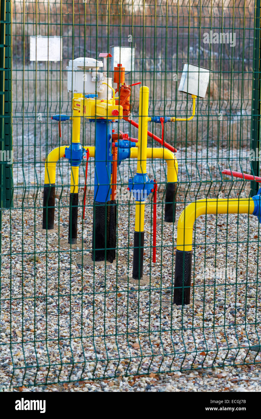 Gas pipes behind a protection Stock Photo Alamy