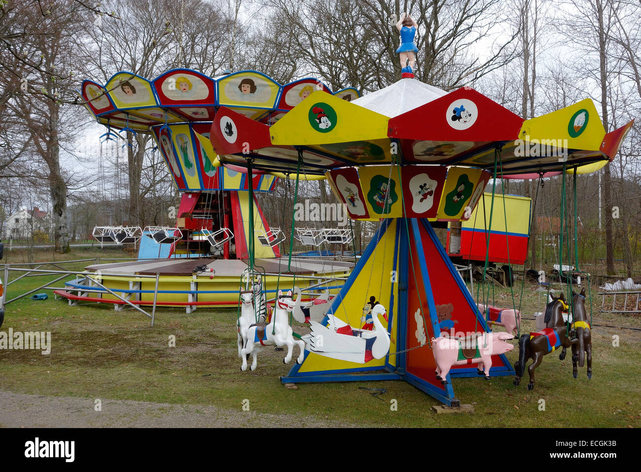 Old Carousel. Merry-go-round in Swedish countryside Stock Photo