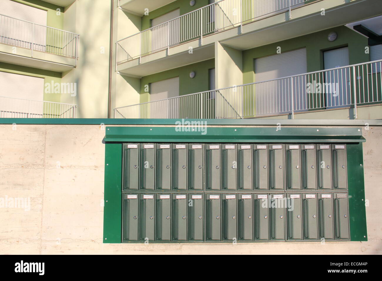 Letterbox compartments in a new urban housing construction Stock Photo ...