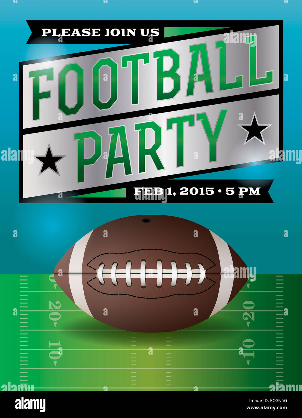 An American football party flyer. Stock Photo