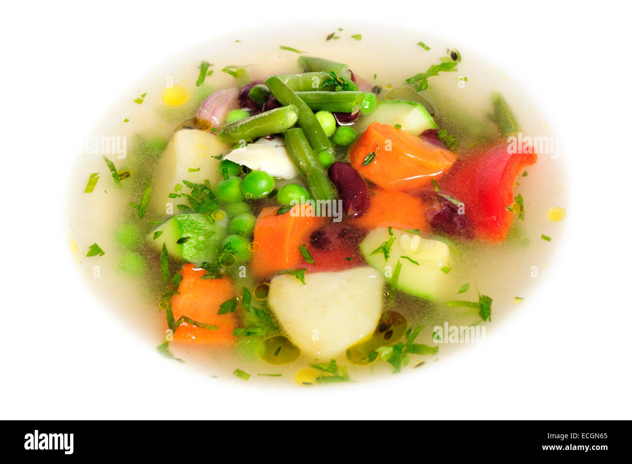 Vegetable soup isolated Stock Photo - Alamy