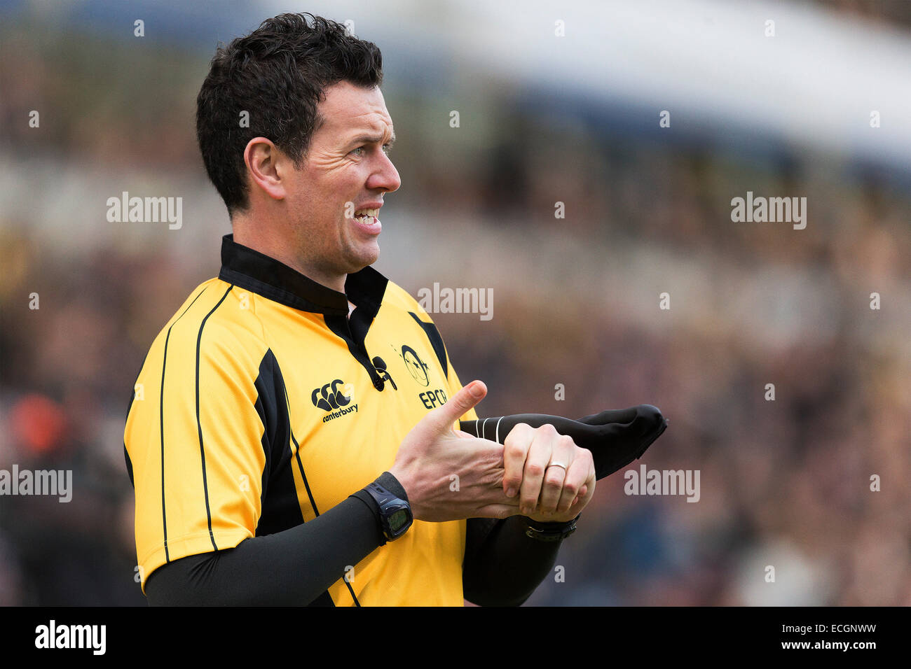 High Wycombe, UK. 14th Dec, 2014. European Rugby Champions Cup. Wasps versus Castres. Assistant referee Eddie Hogan-O'Connell. Credit:  Action Plus Sports/Alamy Live News Stock Photo