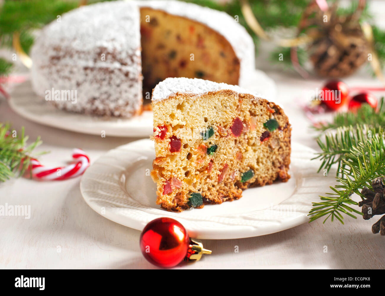 Traditional Christmas fruit cake Stock Photo