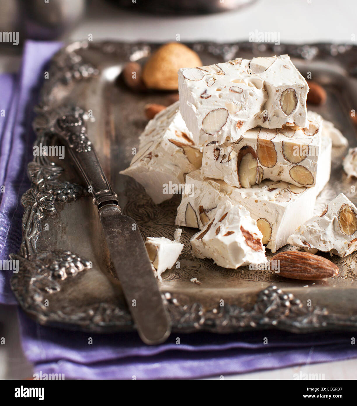Traditional Nougat with Almonds Stock Photo Alamy