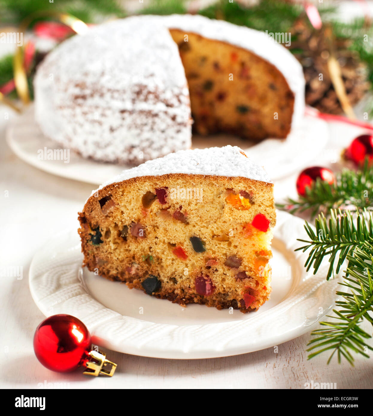 Traditional Christmas fruit cake Stock Photo